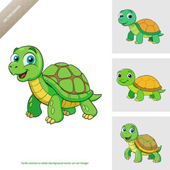 Obraz premium Turtle Animal Vector Art Set Design on White Background
