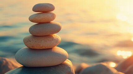 Zen Stones at Sunset