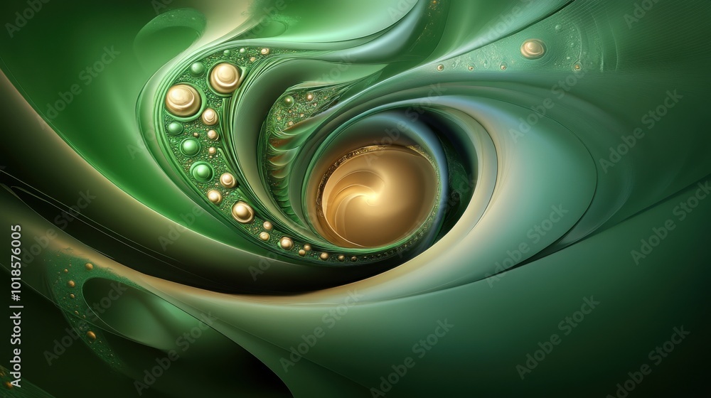 Poster intricate green fractal background with complex, swirling patterns and detailed designs, creating a 
