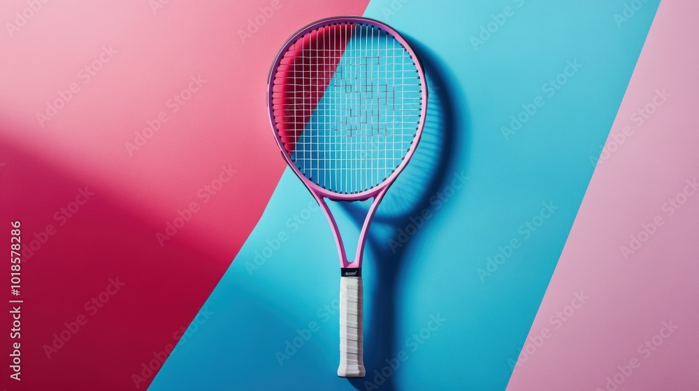 Aufkleber abstract minimalist tennis racket set against a geometric backdrop, emphasizing simplicity and moder