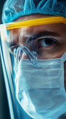 Close-up Portrait of a Medical Worker Wearing Protective Gear