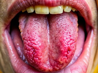 Detailed close-up visuals depicting various tongue diseases and conditions, intended for medical education and