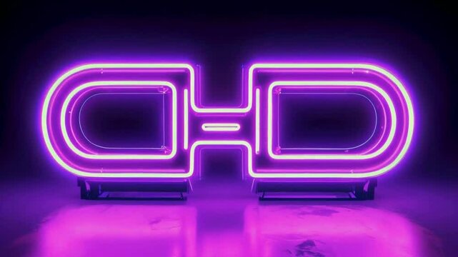  Captivating Neon Sign Display of 'CHD' in Vibrant Purple Against a Dark Background, Low-Angle Perspective, 4K