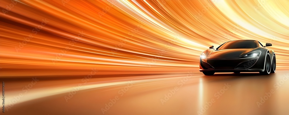 Poster futuristic performance vehicle in dynamic motion - sleek aerodynamic design showcasing high-tech spe