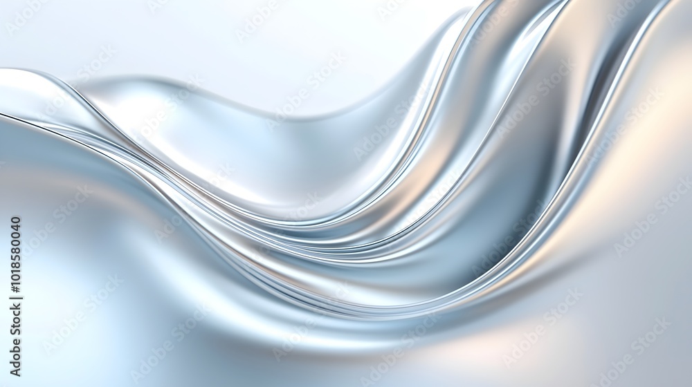 Poster futuristic fluid metallic surfaces - abstract aerodynamic design with smooth curves and dynamic ligh