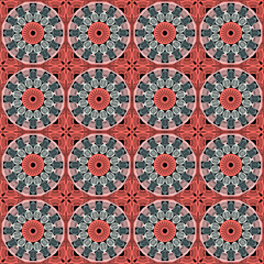 Pattern with crochet granny square with flowers wallpaper handmade decorative art design print	
