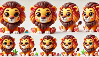 Cute Cartoon Lion Cub 3D Render   Adorable Baby Animal Character