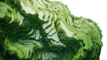 Obraz premium rice plantation, terraces, aerial view transparent background