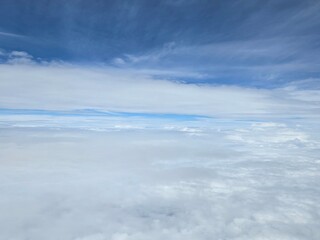 Stunning Aerial View of Clouds and Clear Blue Sky – Scenic Atmosphere, Fluffy White Clouds in the...