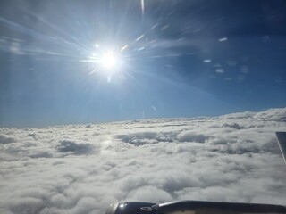 Stunning Aerial View of Clouds and Clear Blue Sky – Scenic Atmosphere, Fluffy White Clouds in the...