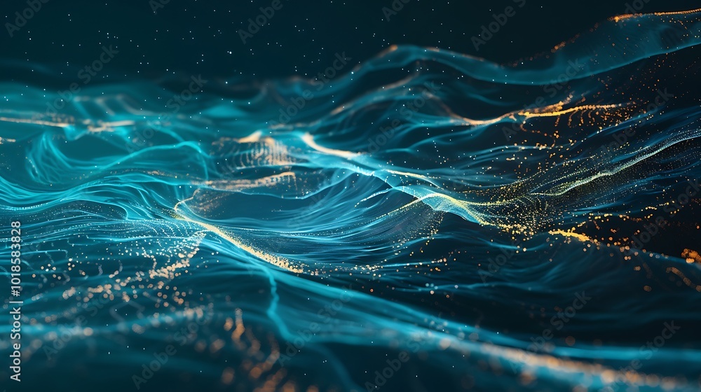 Aufkleber digital rivers merging into a seamless flow of global data exchange.