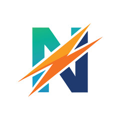 Letter N creative and simple technological electric modern business logo. Generative AI
