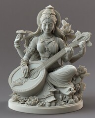 A 3D printed statue of Goddess Saraswati