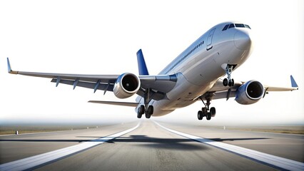 Fototapeta premium Airplane taking off from blank canvas