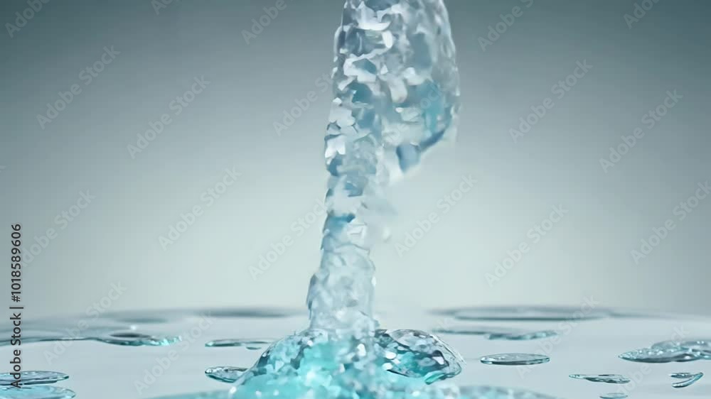 Poster stream of liquid pouring into water, creating a smooth and fluid surface. it conveys a sense of puri