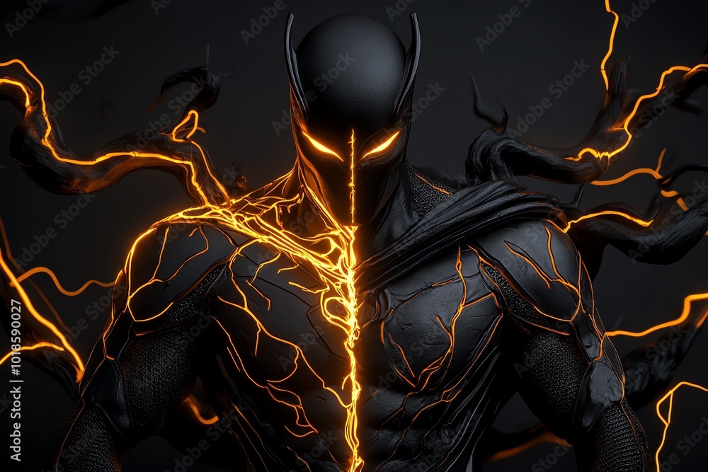 Aufkleber fantasy artwork of a hero split into two versions of themselves, one glowing with divine light and t