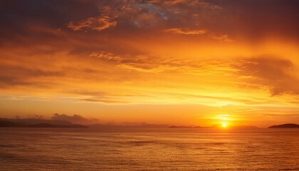 Fototapeta premium Orange and golden sunset sky calmness tranquil relaxing sunlight summer mood. 
