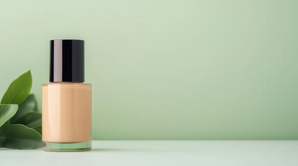 Minimalist foundation in sleek glass bottle, natural makeup, clean beauty concept