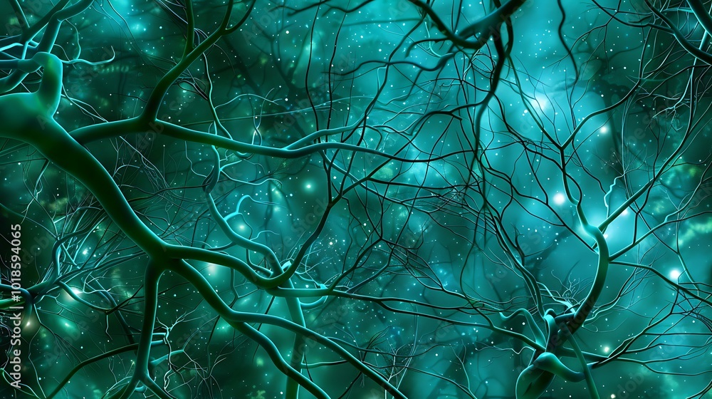Aufkleber digital vines intertwining in a web of futuristic communication networks.