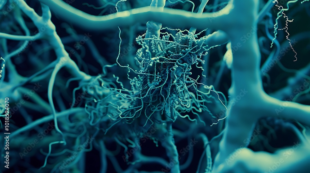 Aufkleber digital vines intertwining in a web of futuristic communication networks.