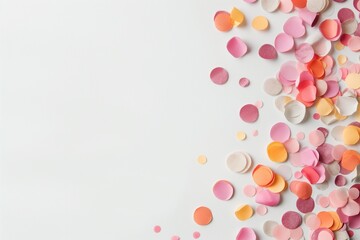Colorful confetti on white background for celebrations and festive occasions
