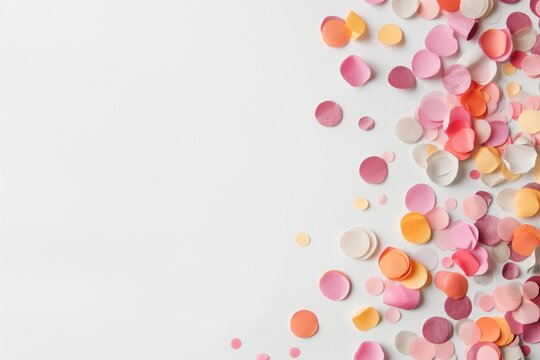 Colorful confetti on white background for celebrations and festive occasions