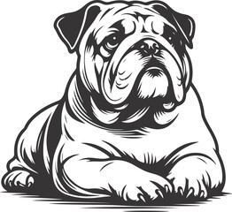 Emotional bulldog silhouette vector design