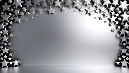 silver background star patterns creating festive atmosphere