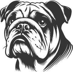 Emotional bulldog silhouette vector design