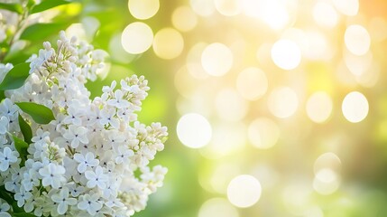 Ethereal White Lilac Bouquet with Bokeh Background. AI generated illustration