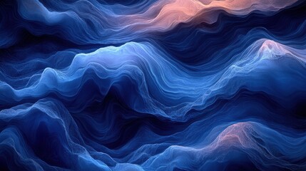 Fototapeta premium Abstract Waves of Blue and Peach, a Digital Symphony of Color and Form