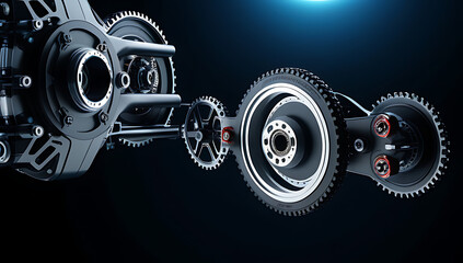 drivetrain equipped drive system depicted rendering showcasing complex mechanics