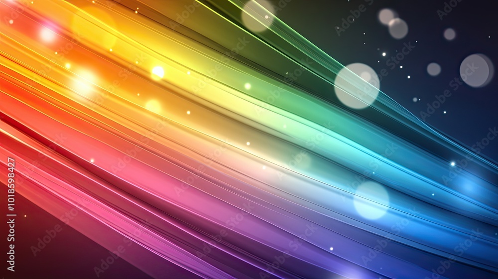 Poster a colorful rainbow stripes background with overlapping transparent lines, offering a unique and crea