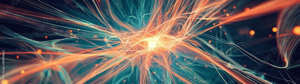 Poster a vibrant abstract image showcasing dynamic light trails and energetic patterns in vivid colors that