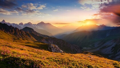 Mountain landscape at sunset