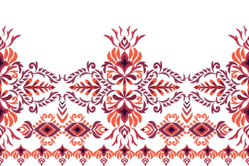 Motifs Classic Ikat floral embroidery seamless pattern, geometric ethnic oriental traditional pattern, Aztec style abstract vector illustration.design for texture, fabric, clothing,wrapping,decoration