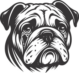 Emotional bulldog silhouette vector design