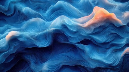 Obraz premium Abstract blue waves in flowing patterns creating a soothing visual experience in a serene environment