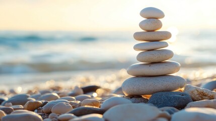 Balanced Stones on the Beach