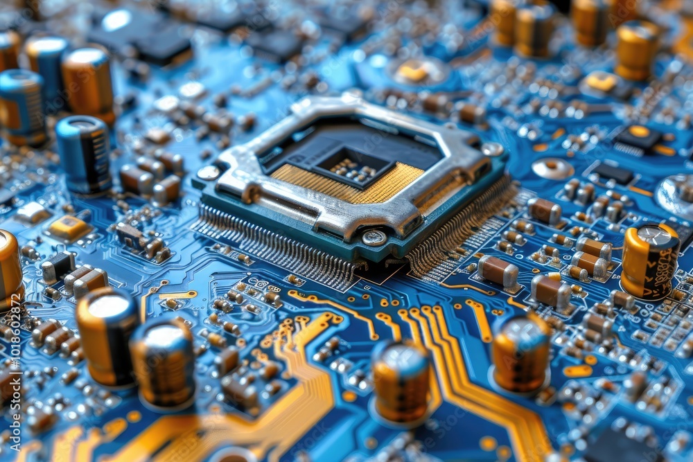 Poster close-up of a circuit board with components