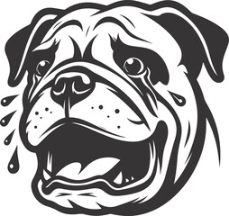 Emotional bulldog silhouette vector design