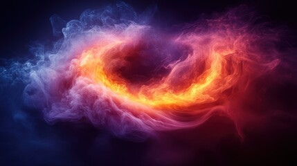 Obraz premium Abstract swirl of vibrant colors, a dance of fiery energy and ethereal smoke