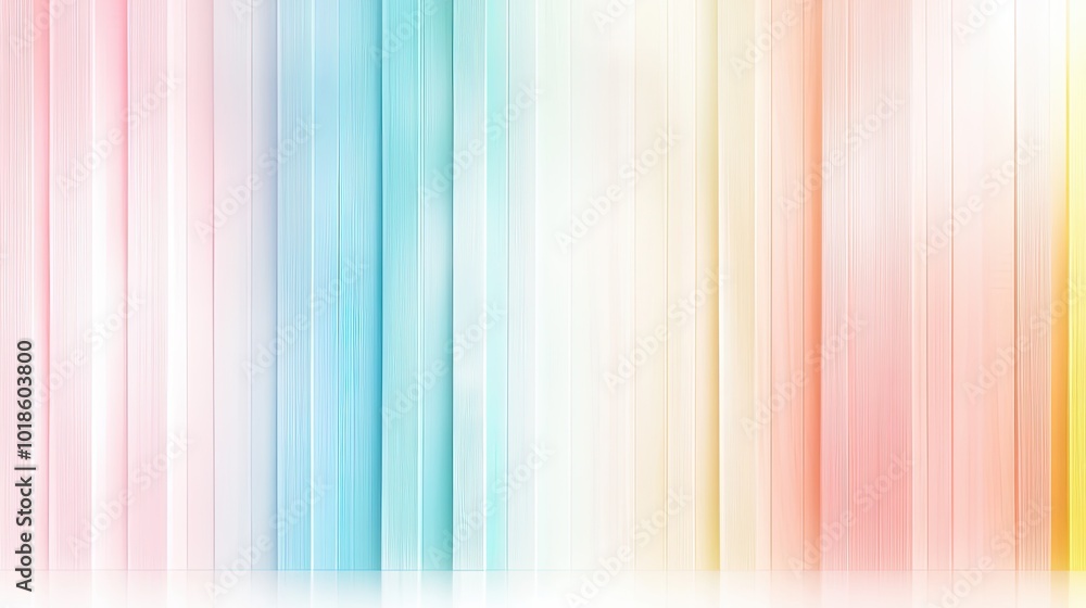 Poster a rainbow stripes background with thin, evenly spaced lines in soft pastel colors, creating a light 