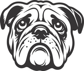 Emotional bulldog silhouette vector design