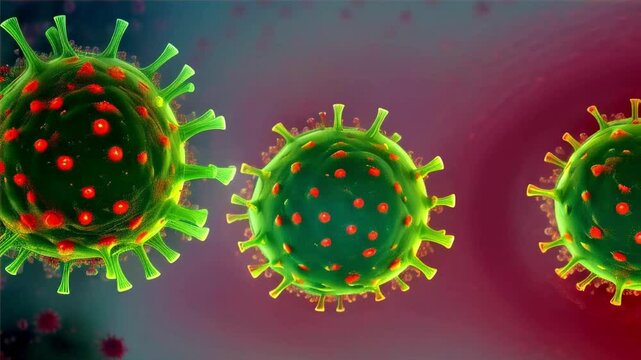 Green Virus Intruding Red Blood Cells