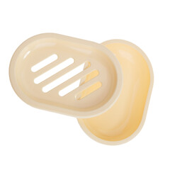 Set open soap dishes from different views isolated