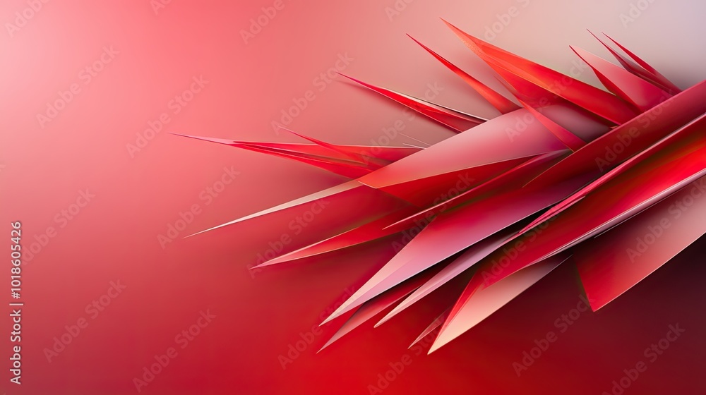 Poster an abstract red background with sharp, angular shapes and contrasting shades of red, perfect for tec
