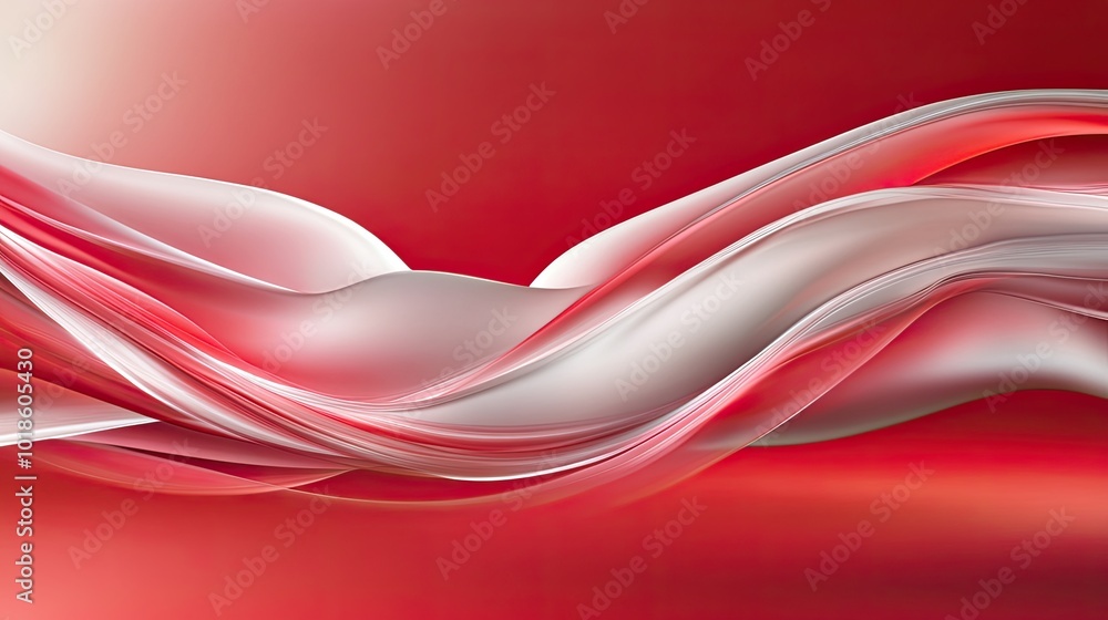 Poster an abstract red background with soft curves and flowing shapes, creating a harmonious and energetic 