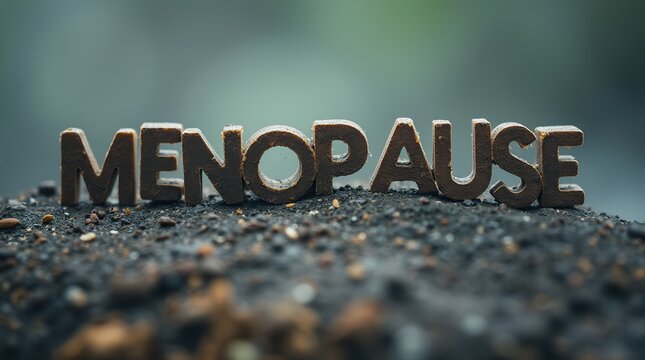 Menopause concept with rustic typography on natural background
