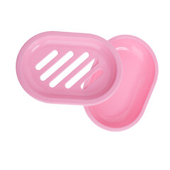 Set open soap dishes from different views isolated